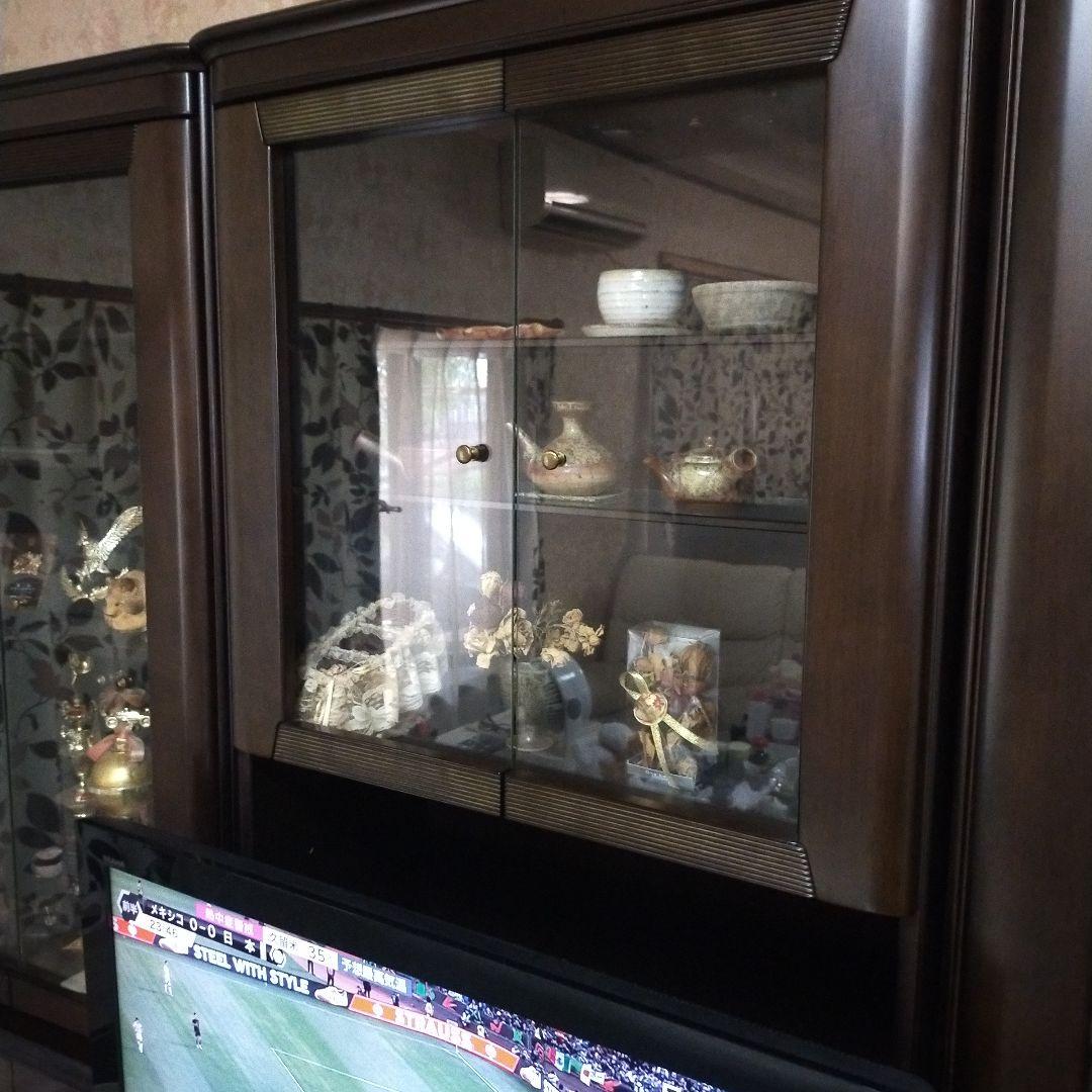 値下 半額18→8万 大型リビングボードガラス扉 飾棚