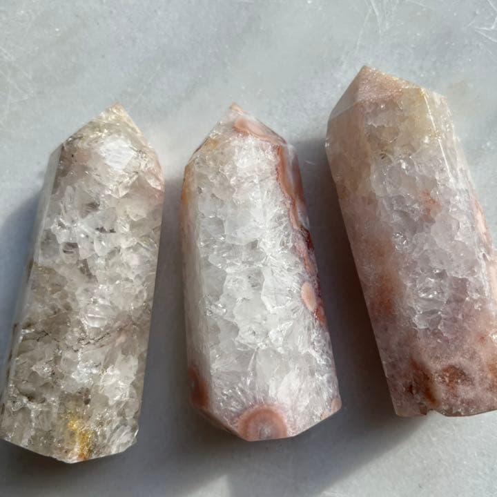 クリアピンクアメジストフラワーアゲート 3P