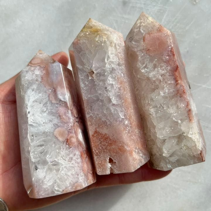 クリアピンクアメジストフラワーアゲート 3P