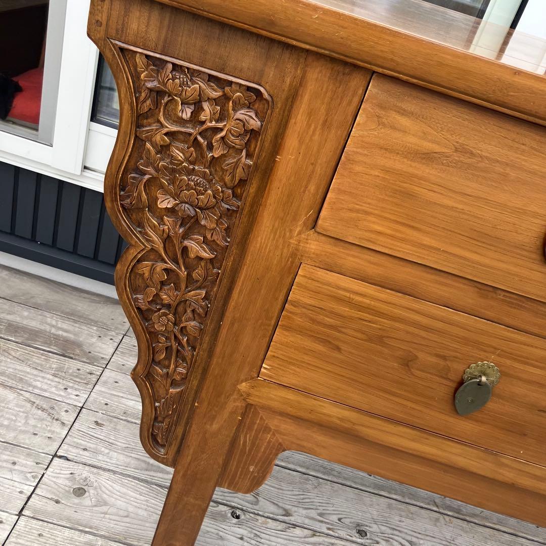 アンティーク デコア 木製 彫刻 サイドボード コンソールテーブル 北欧