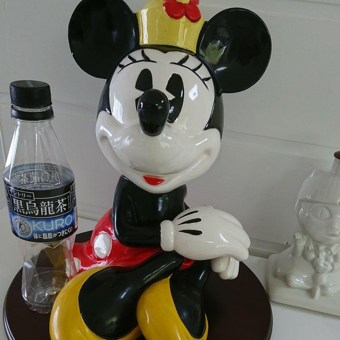 希少☆ 80s 特大 日本製 置物 ミニーマウス 陶器 オルゴール ディズニー