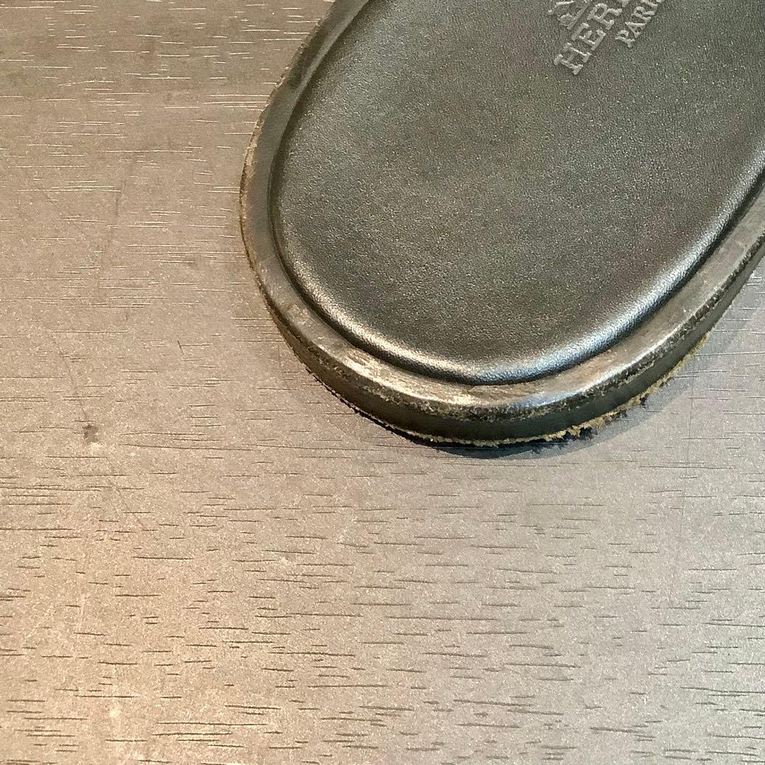 エルメス HERMES イズミール レザー サンダル Hモチーフ 黒 ブラック