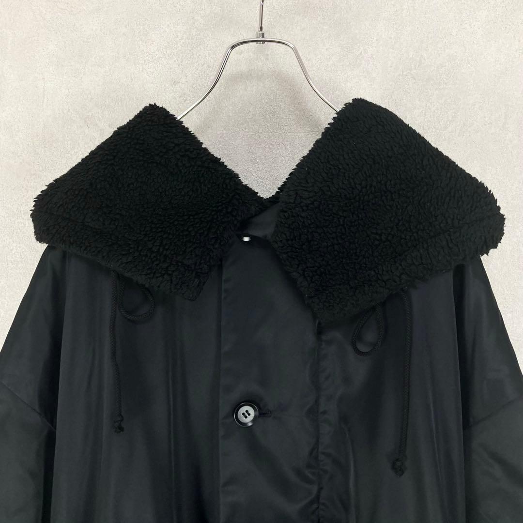 Y's ワイズ 美品 19AW ナイロンツイル 裏ボア フーディーコート 黒1