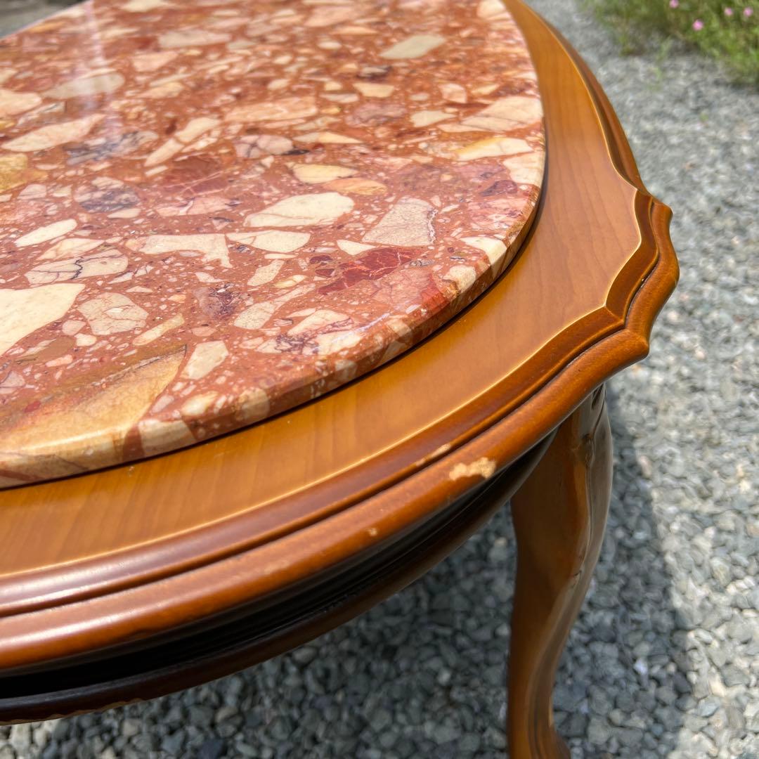 イタリア家具 大理石 センターテーブル ローテーブル ロココ調 猫脚 楕円