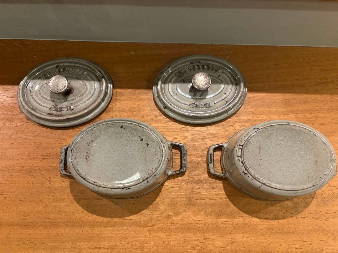 2個★STAUB ココット・オーバル　15cm グレー　ストウブ鍋　正規品