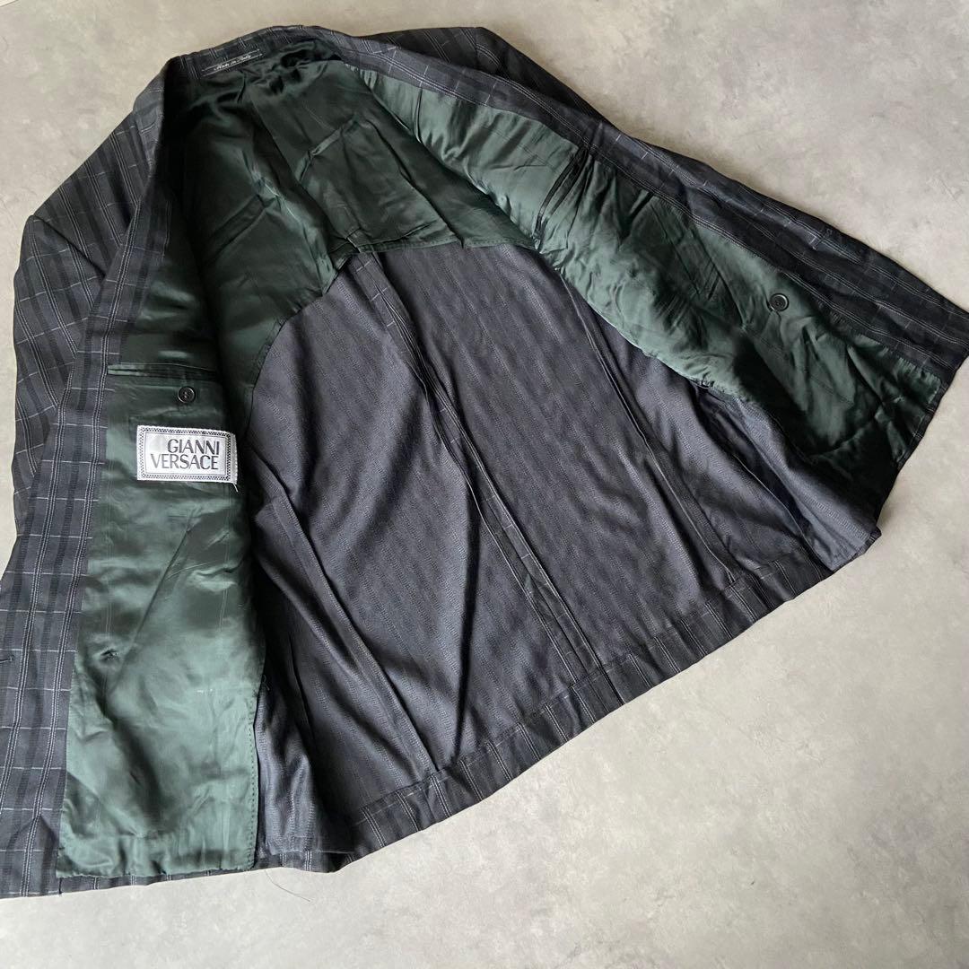 【希少】GIANNI VERSACE ダブルセットアップスーツ チェックAW98