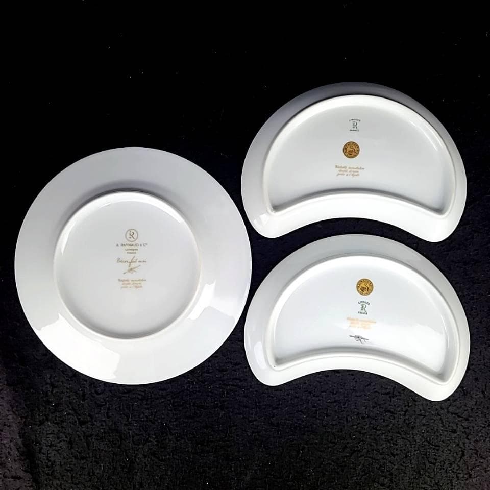 ♪美品♪レイノー　リモージュ　コバルトブルー　三日月プレート　プレート　3枚