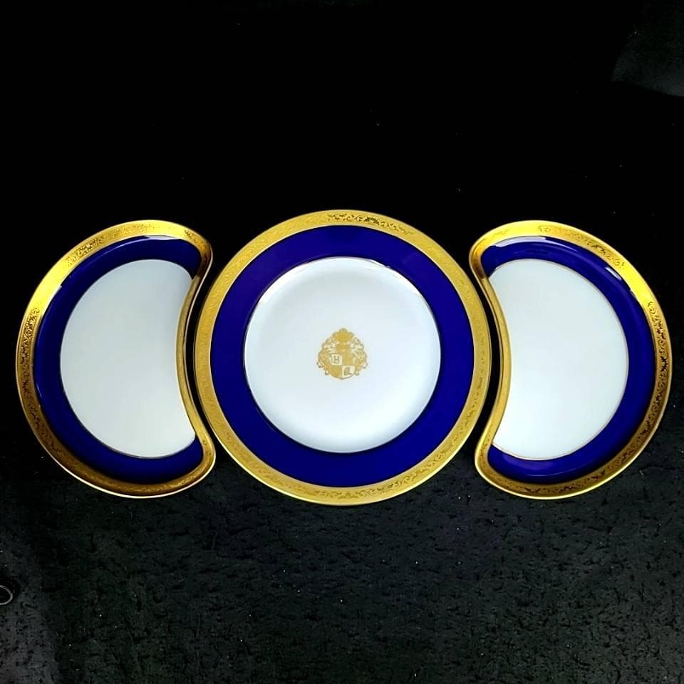 ♪美品♪レイノー　リモージュ　コバルトブルー　三日月プレート　プレート　3枚