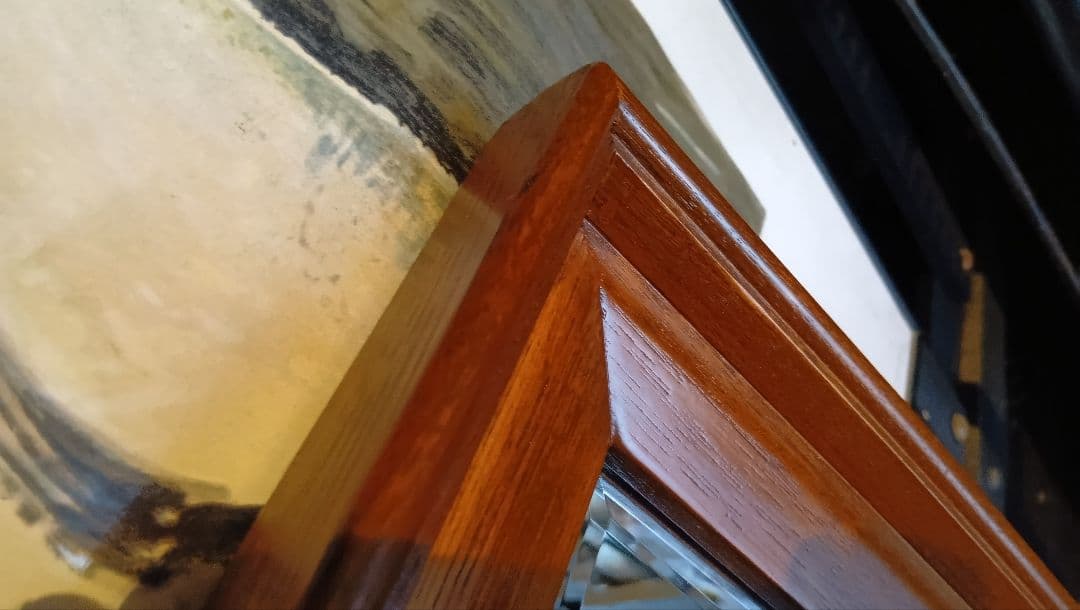 1970's　ビンテージ　デンマーク　チーク　無垢材　ウォールミラー　全身鏡