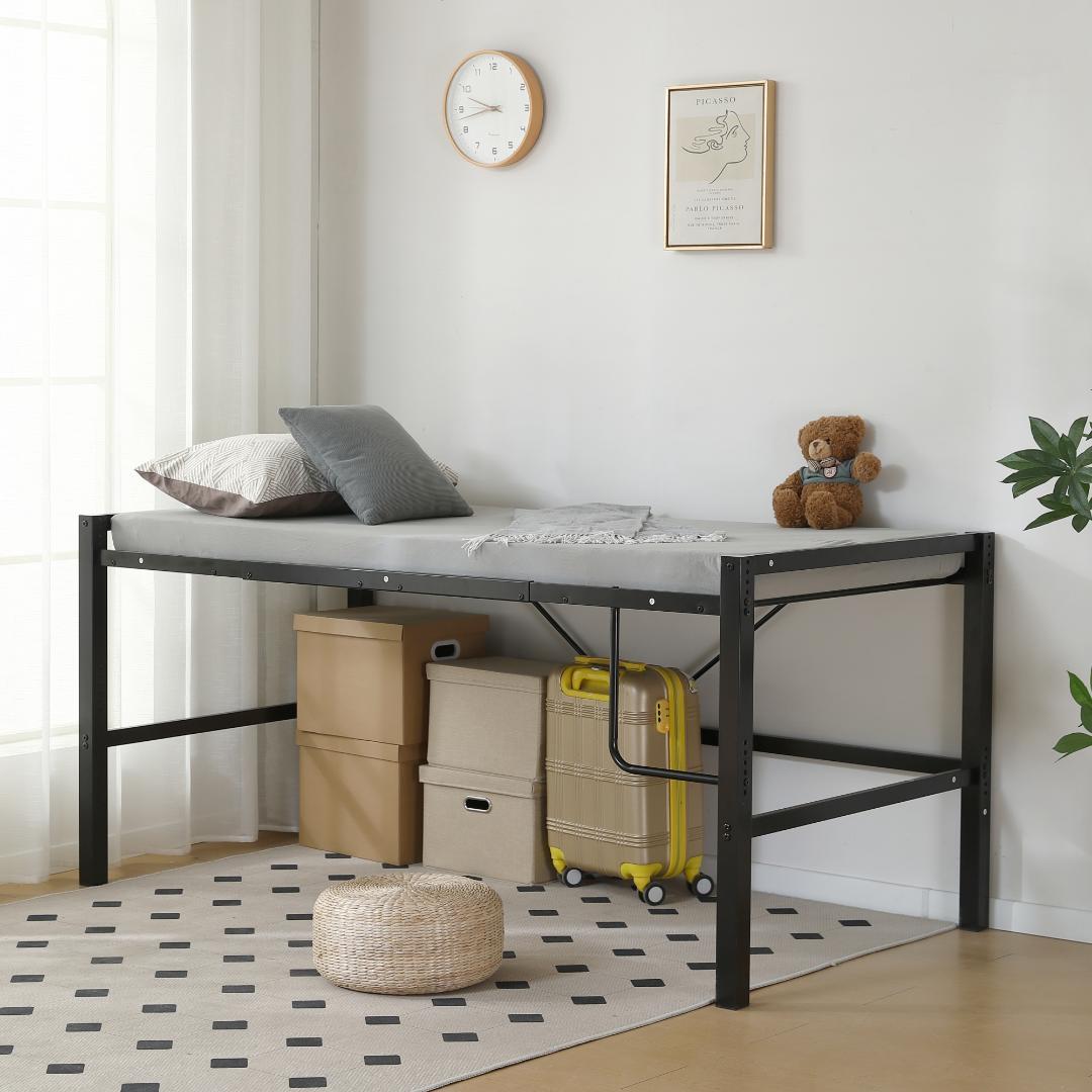 ロフトベッド【セミダブル】　省スペース　高さ調節可能　一人暮らし　BLACK