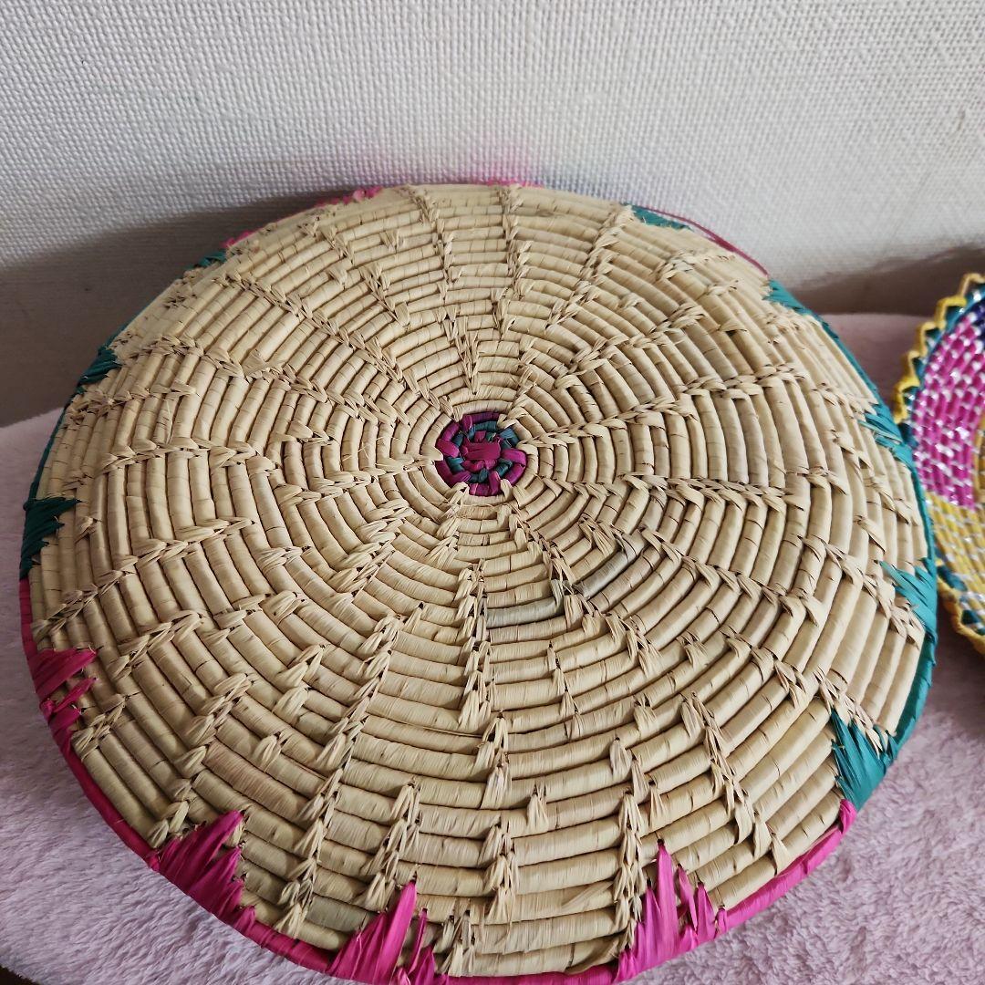 カラフルな円形バスケット6個セット