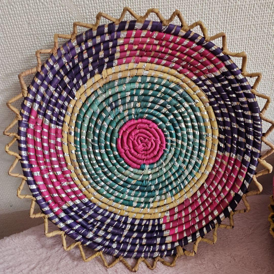カラフルな円形バスケット6個セット