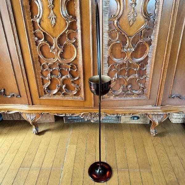 ヴィンテージ 変形花器 金属 漆 大型 花瓶 花器 和モダン フラワーベース