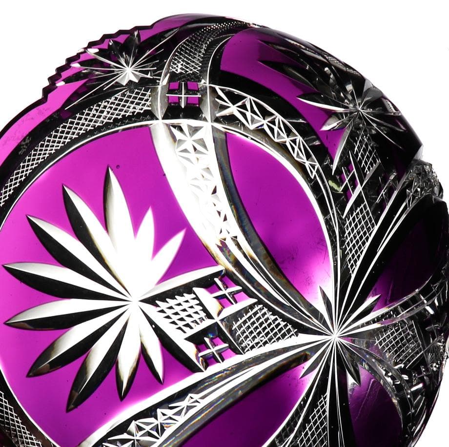 オールド・バカラ 1890年 美術館級 大型 紫色被せ切子 丸鉢 春海商店