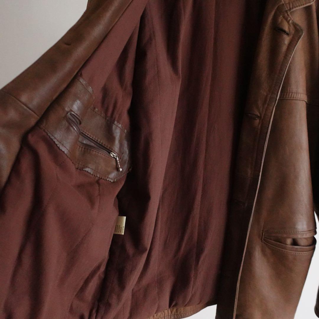 【フランス製】1990s ARTURO Paris ブラウンレザー　カーコート