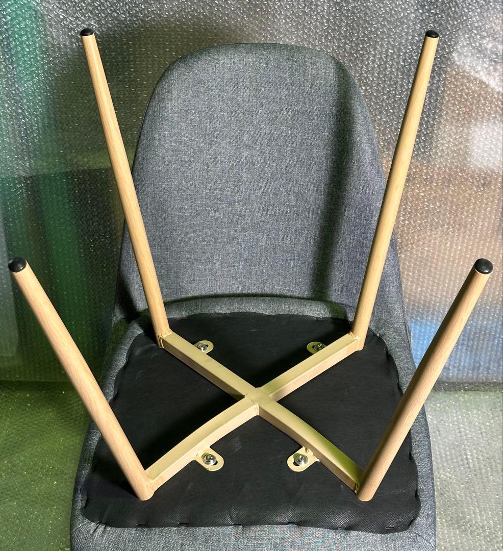 新品 ダイニングチェア インテリア 椅子 金属脚 木目塗装 4脚セット グレー