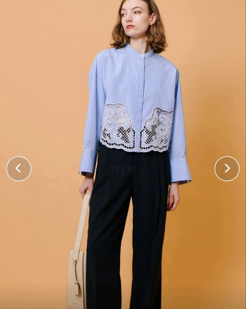 25ss アルアバイル エンブロイダリーポイントシャツ M スカラ ブルー