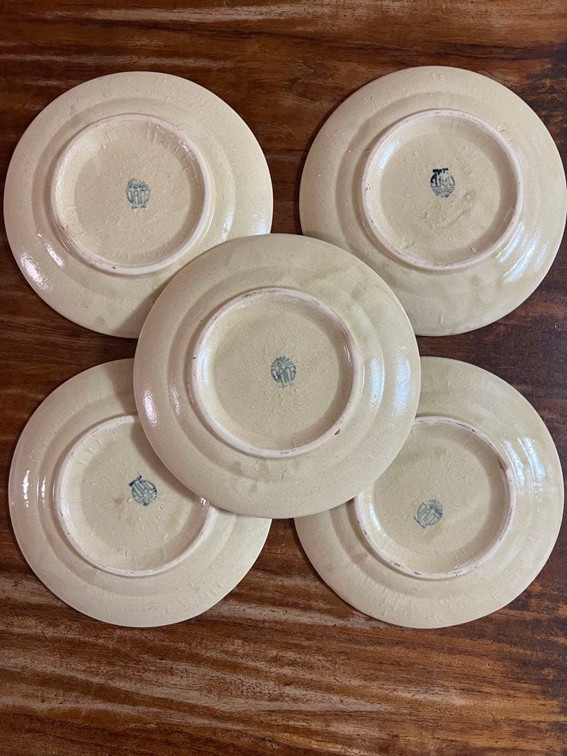 ベトナム　 ソンベ焼き　花柄皿 5枚セット 約21.5cm