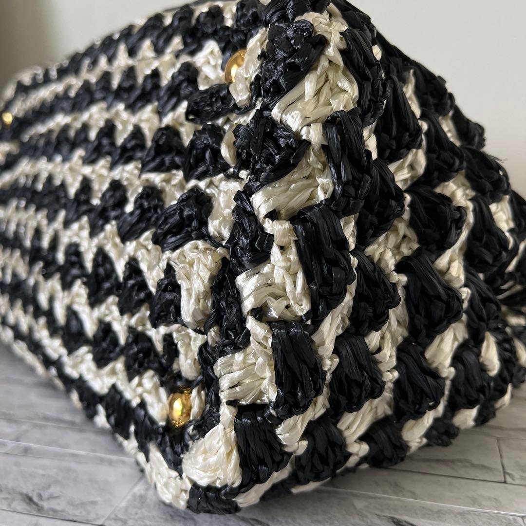 PRADA プラダ ラフィア クロケット カナパ トートバッグ