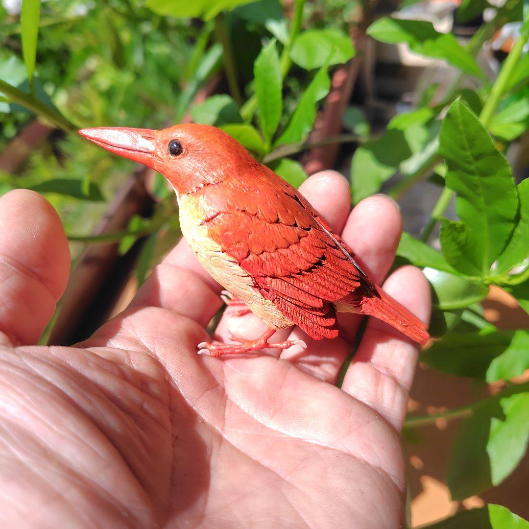 小さなバードカービング ヨシゴイ&アカショウビン 野鳥 木彫り
