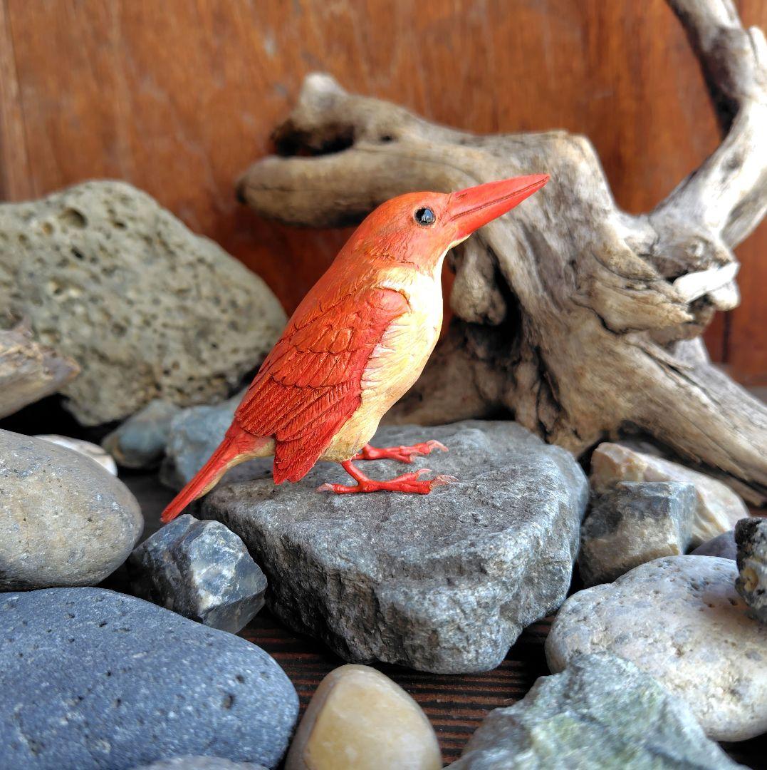 小さなバードカービング ヨシゴイ&アカショウビン 野鳥 木彫り