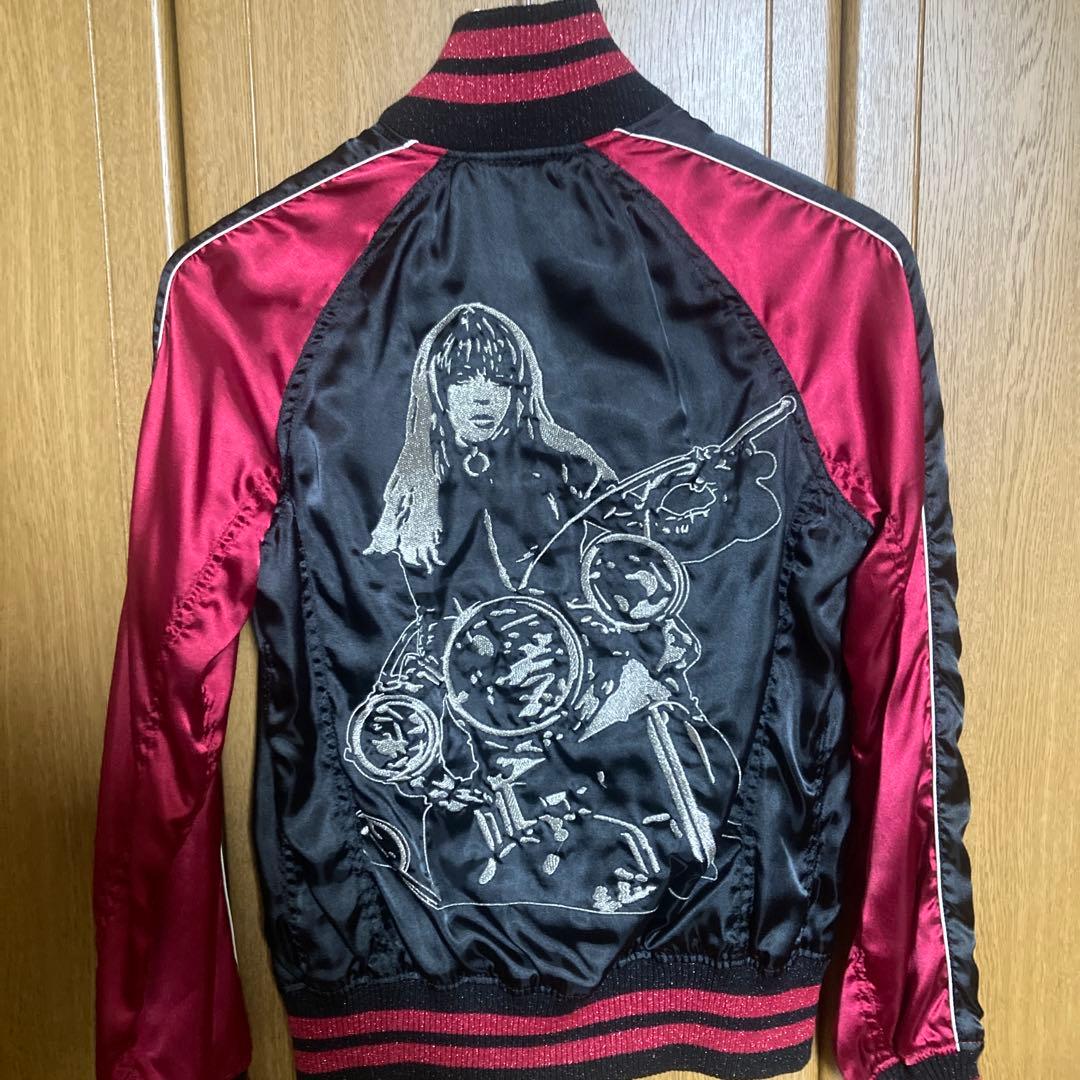 スカジャン ブラック/レッド刺繍