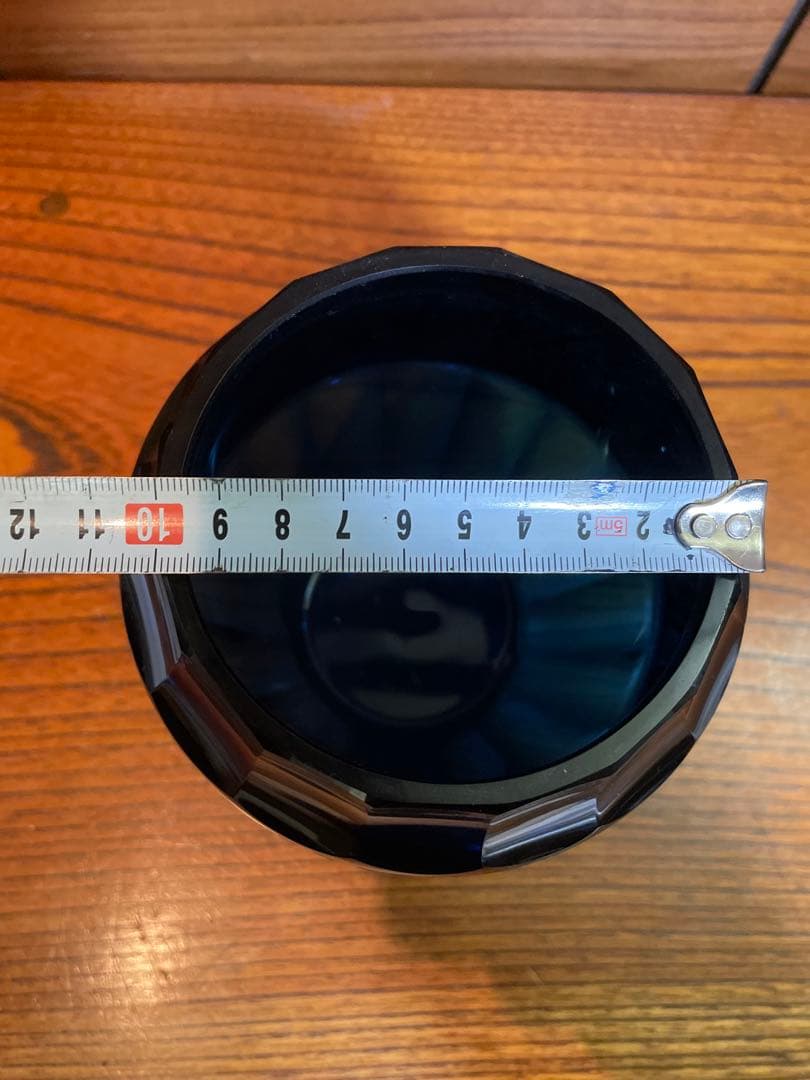 オールドモーゼル　花瓶　クリスタルガラス　金彩パチネ　コバルトブルー