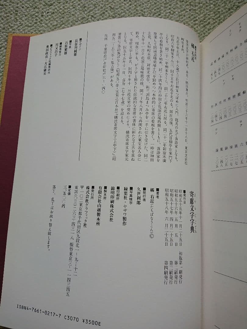 寄席文字字典 橘右近 著 オリジナル版