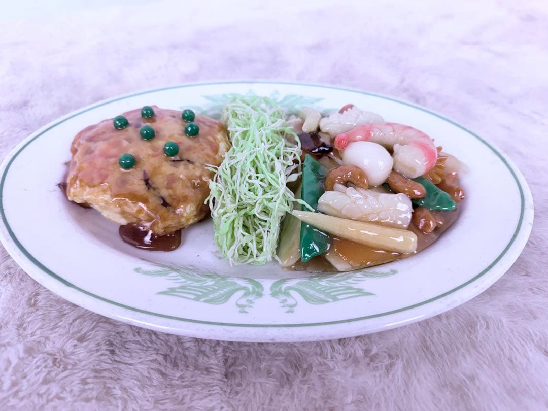 貴重品♪ 昭和レトロ 中華料理盛り合わせ カニ玉と八宝菜 食品サンプル