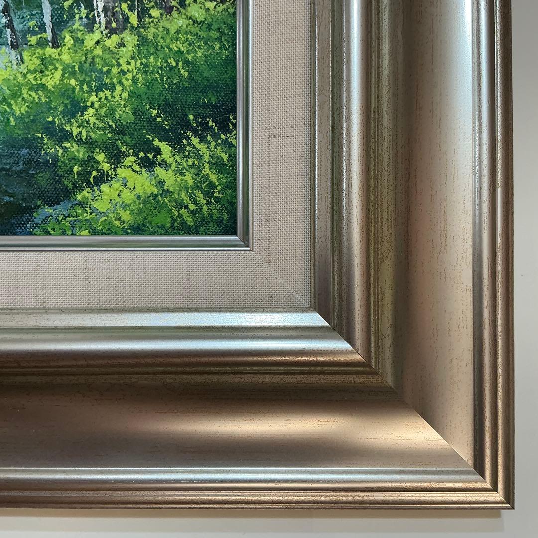 絵画・額縁・油絵・林道夫・渓流・F6号・美術品・インテリア・雑貨