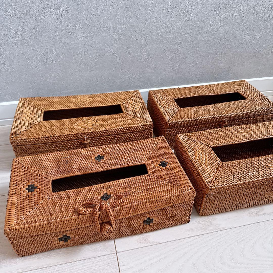 新品未使用 アタのティッシュケース おしゃれ シンプル バリ島雑貨 アジアン雑貨