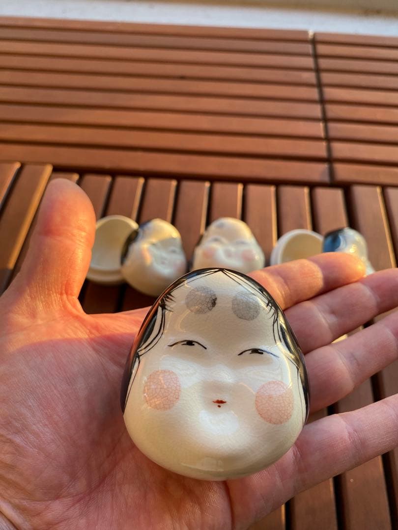 珍味入れ　仁清お多福珍味入れ5客 京焼