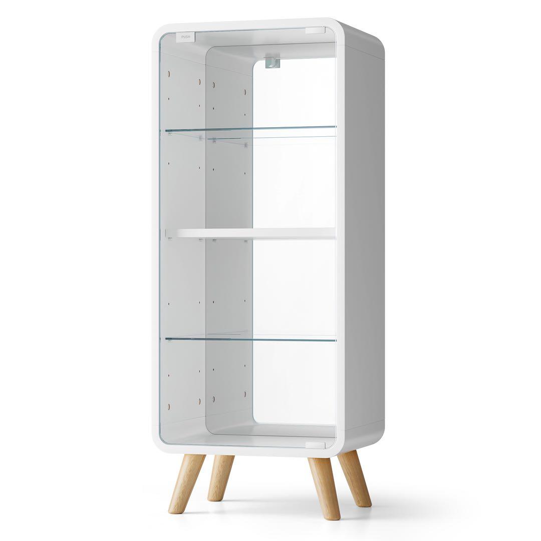 【新品】高さ調節可能 4段強化ガラスケース 幅36cm フィギュア収納