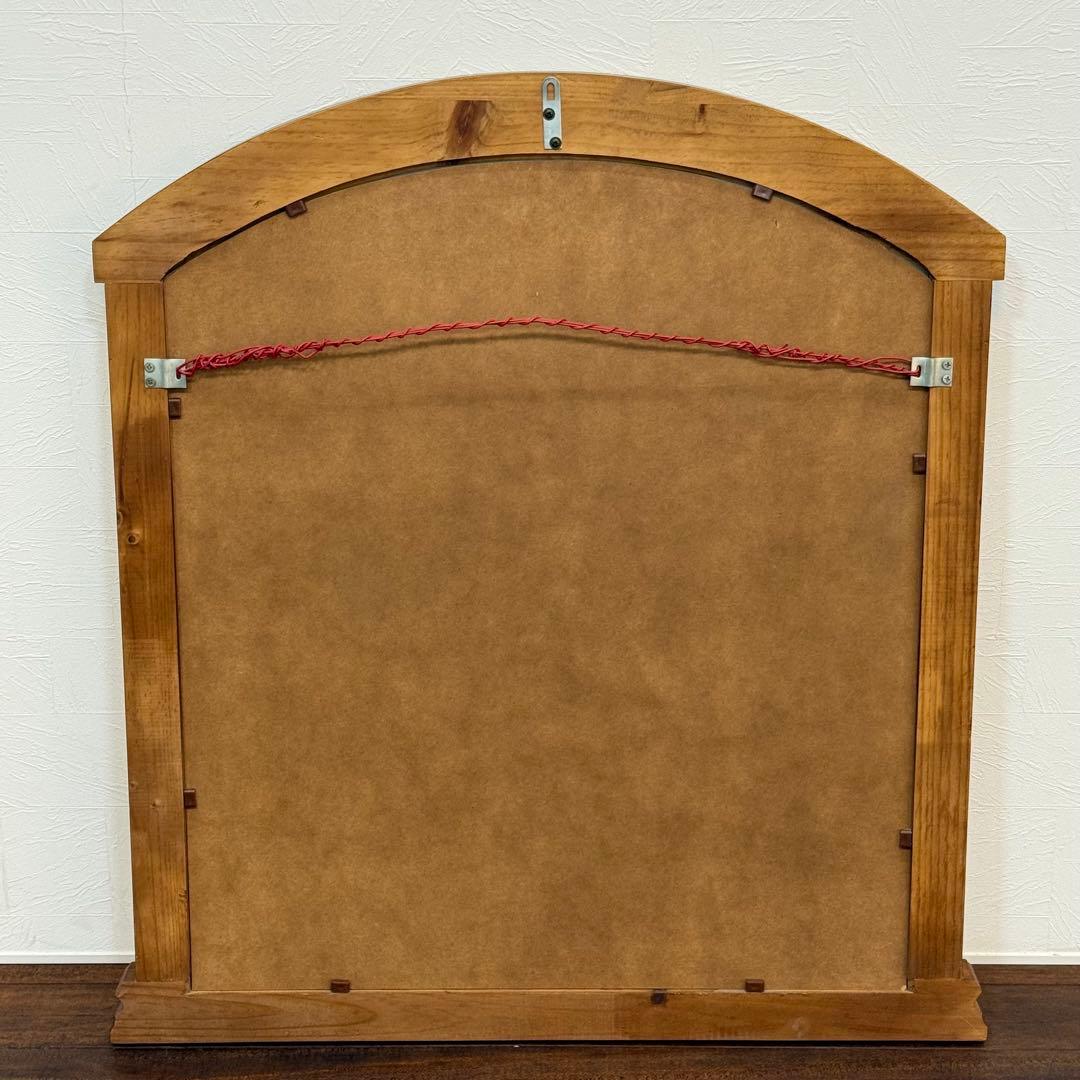 H112K52 アンティーク調 木製 アーチ型 ウォールミラー