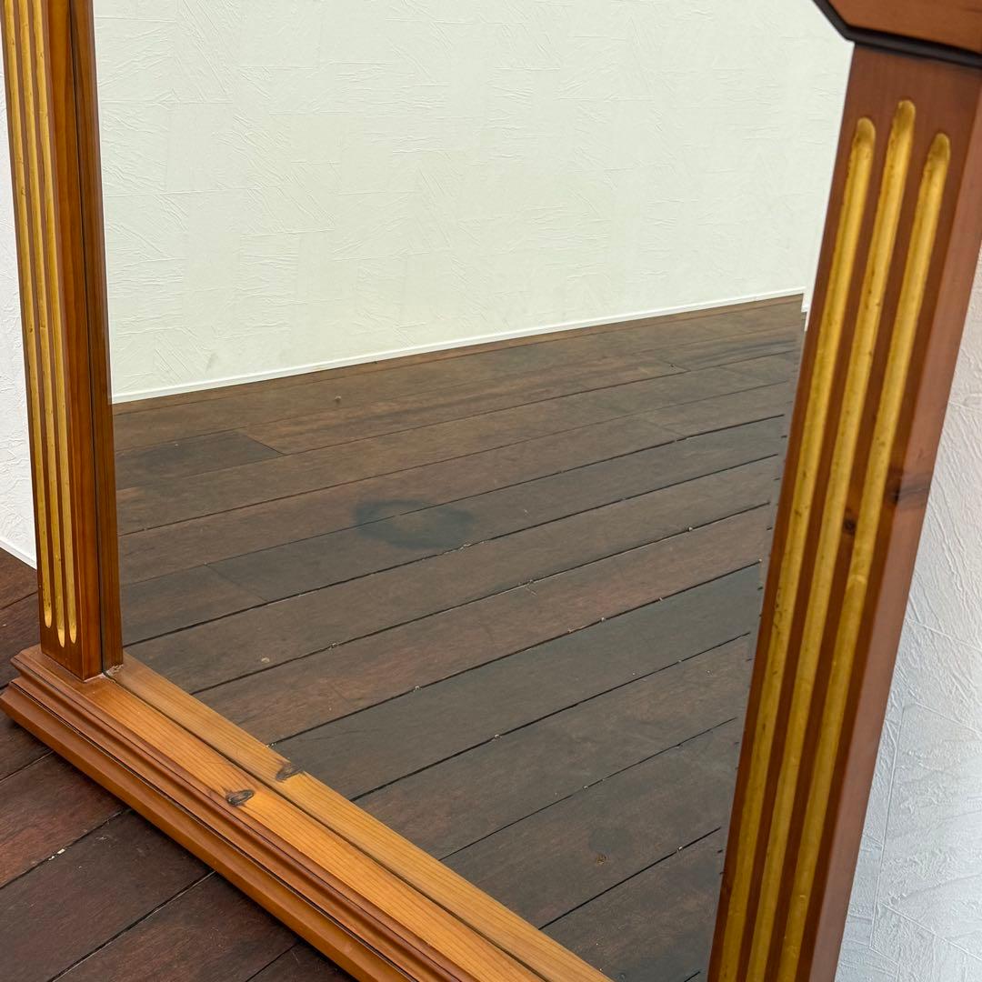 H112K52 アンティーク調 木製 アーチ型 ウォールミラー