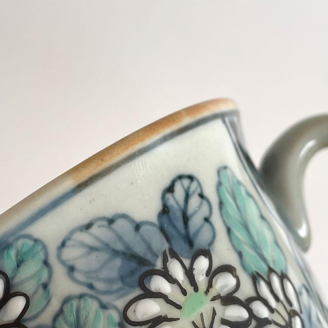 六代 佐藤走波 造 染錦 碗皿 花文 カップ＆ソーサー 有田焼