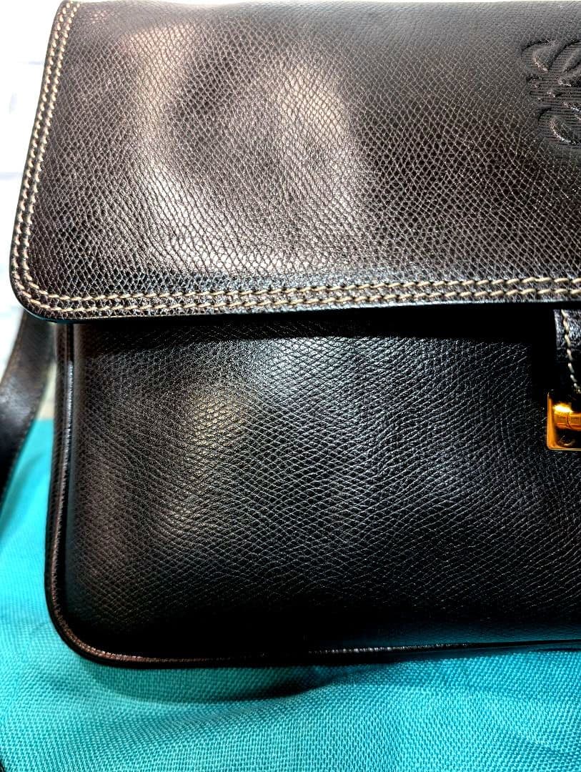 ♥極美品♥ロエベ OLD LOEWE ショルダーバッグ アナグラム レザー 黒