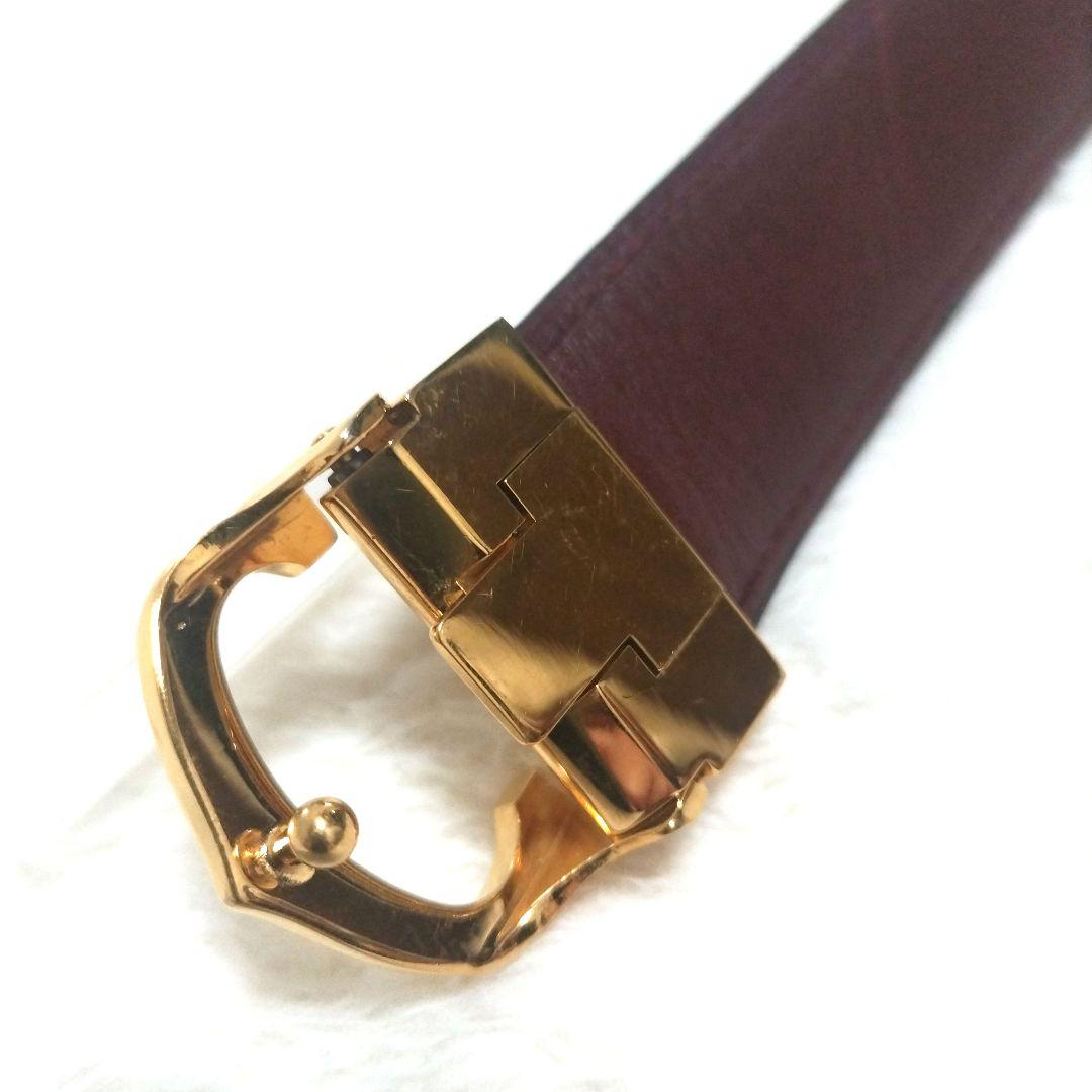 【美品】Cartier カルティエ ゴールドロゴバックル レザーベルト 廃盤