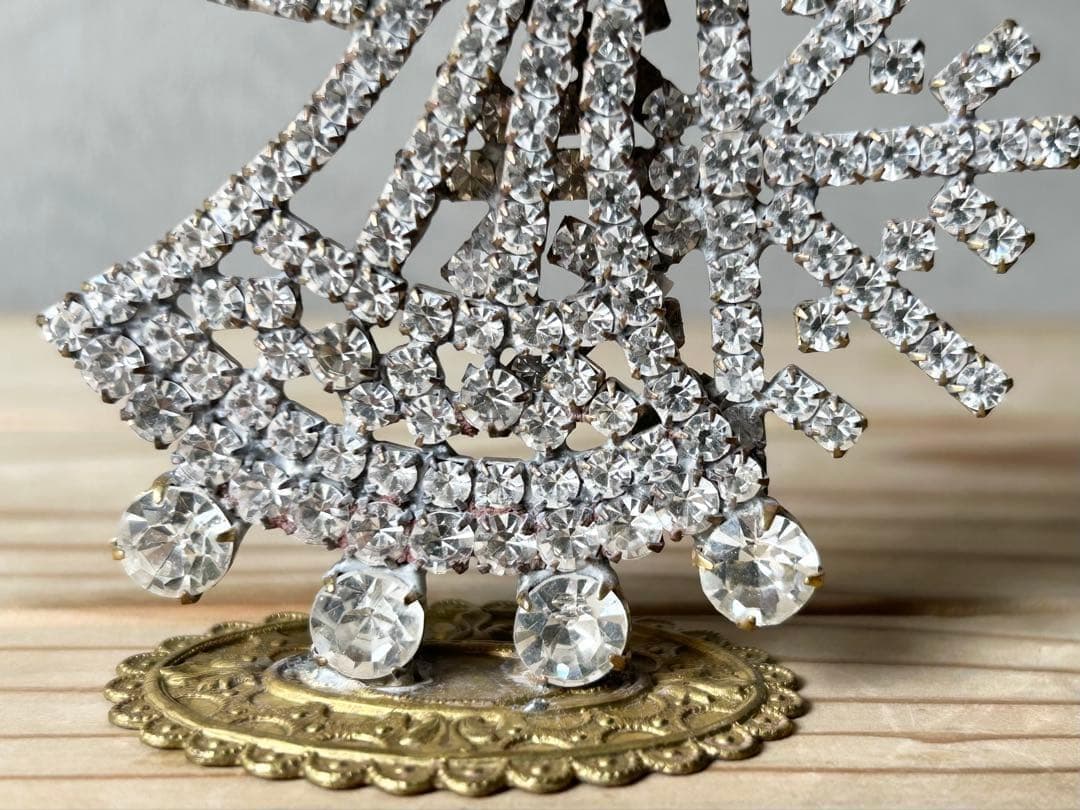 チェコガラス/ガラスツリー/エンジェル/天使/クリスマス/ラインストーン/卓上