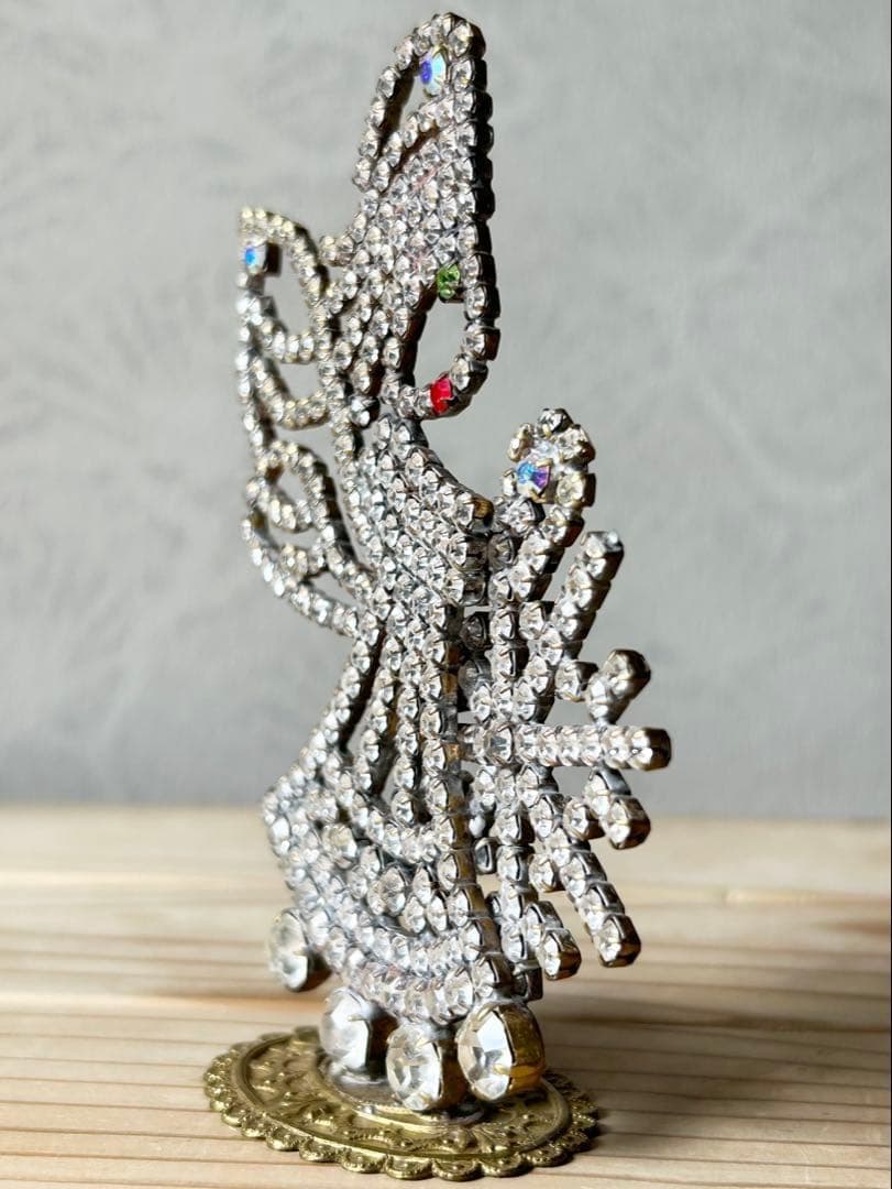 チェコガラス/ガラスツリー/エンジェル/天使/クリスマス/ラインストーン/卓上