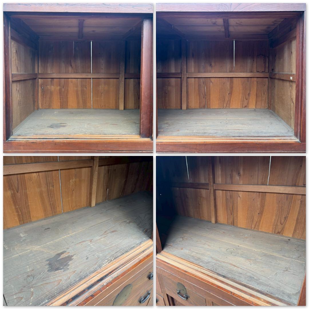 T1572☆水屋　食器棚　和箪笥　和家具　アンティーク　大型　時代箪笥　大正時代
