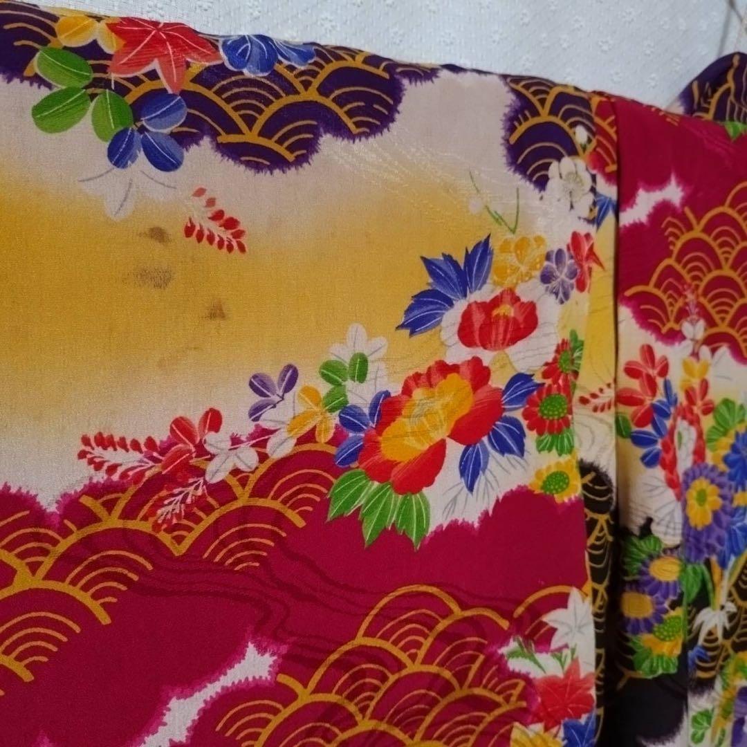 七五三　小さめ7歳　アンティーク着物　長襦袢付き　18ー9