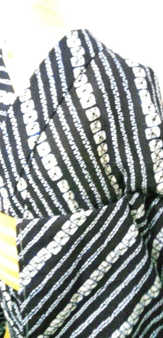 有松絞り浴衣、紺色小紋しつけつき