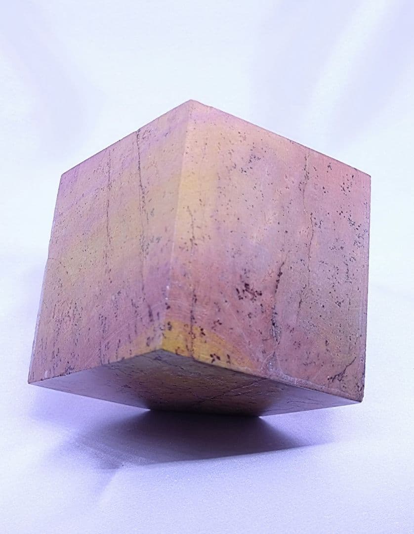 ピクチャージャスパー　キューブ　六面体　ピンク　イエロー　6㎝角　精神安定