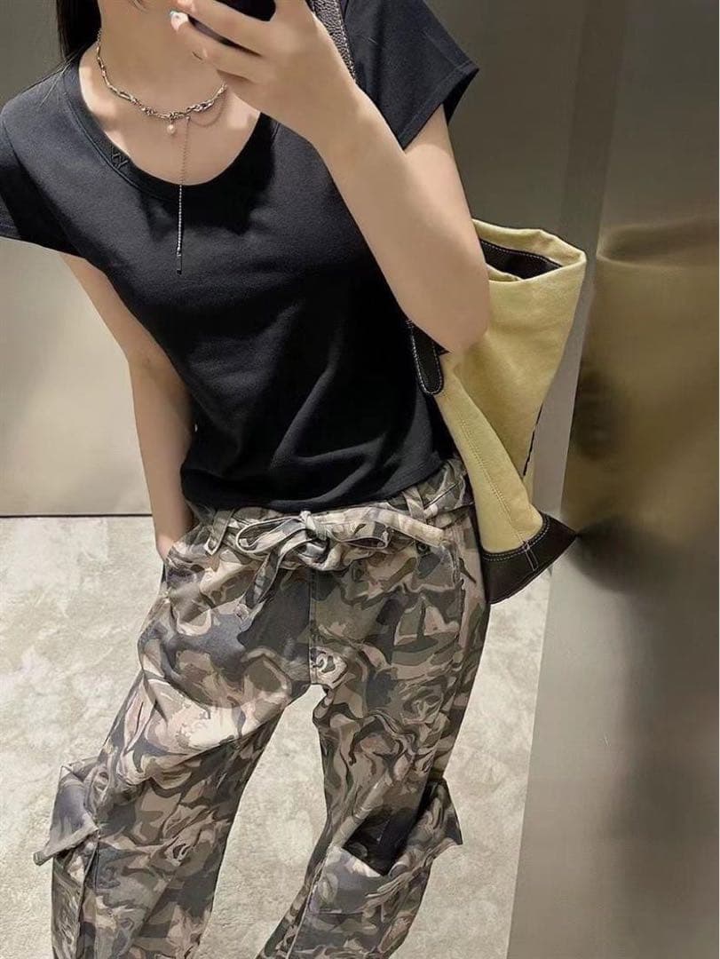 Open yy カモフラージュ柄 ワイドカーゴパンツ
