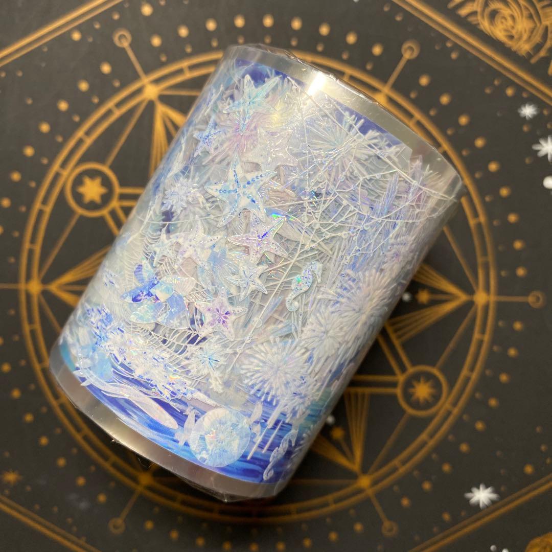 【9449】海外　3/5/巻　貝殻光マスキングテープ　　冬景色　網　装飾背景系