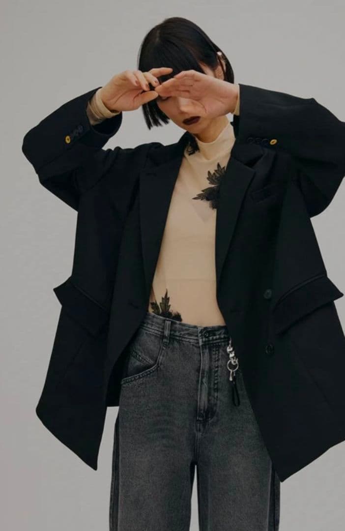 AMERI RIB SWITCHING OVER JACKET 黒 新品 タグ付