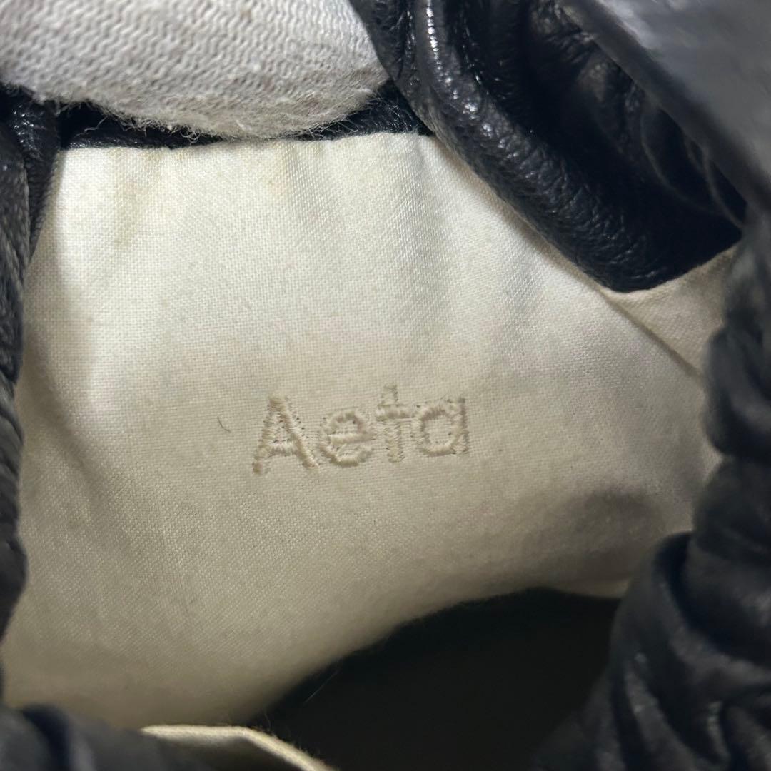 【美品✨巾着/2way】アエタ　ワンショルダー　ハンドバッグ　レザー　ブラック