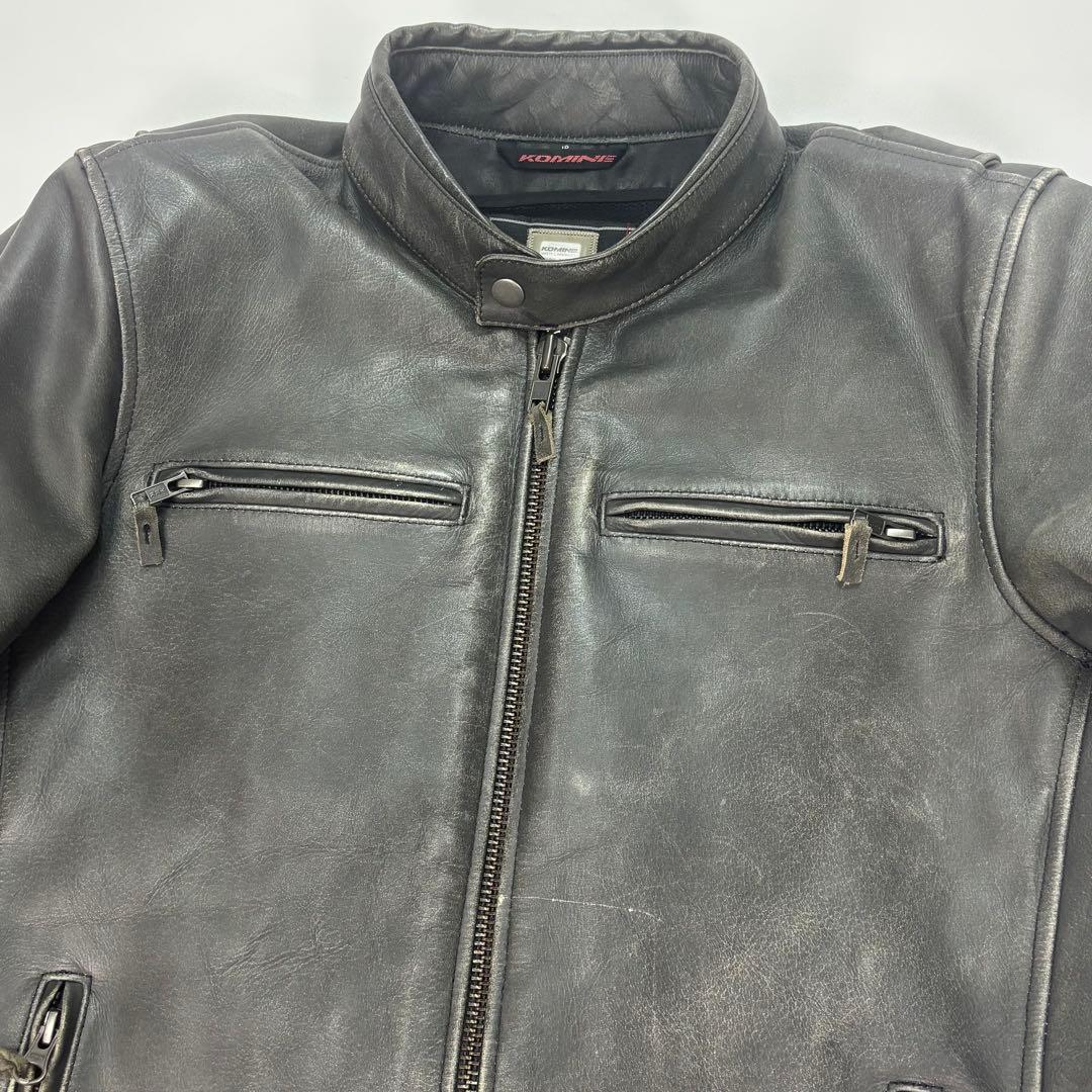 コミネ(KOMINE)バイク用 シングルライダースレザー 本革 牛革 XL