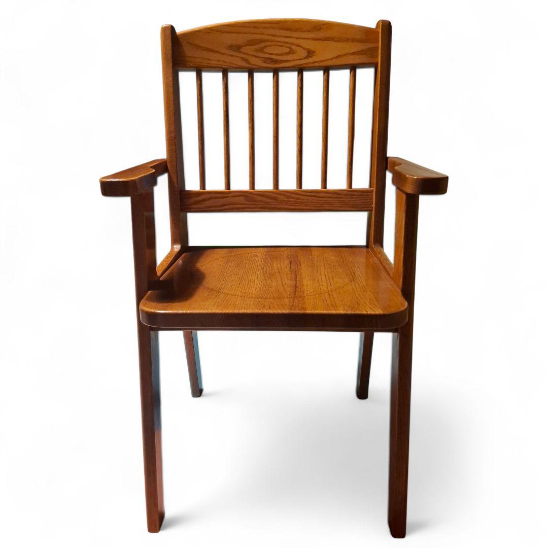 肘付き 木製 ダイニングチェア 濃茶 国産家具 レトロ 椅子